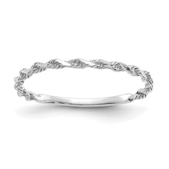 Kazi Luxury 14k White Gold Diamond-cut Textured Rope Band Ring